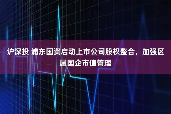 沪深投 浦东国资启动上市公司股权整合，加强区属国企市值管理